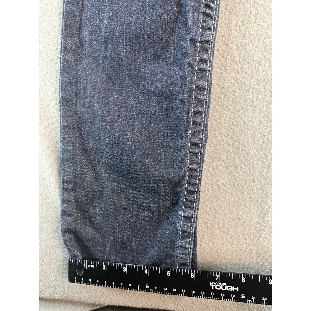 True Religion Straight Jeans Womens 26 Dark Wash Blue Low Rise Rhinestone Flap - Picture 8 of 10